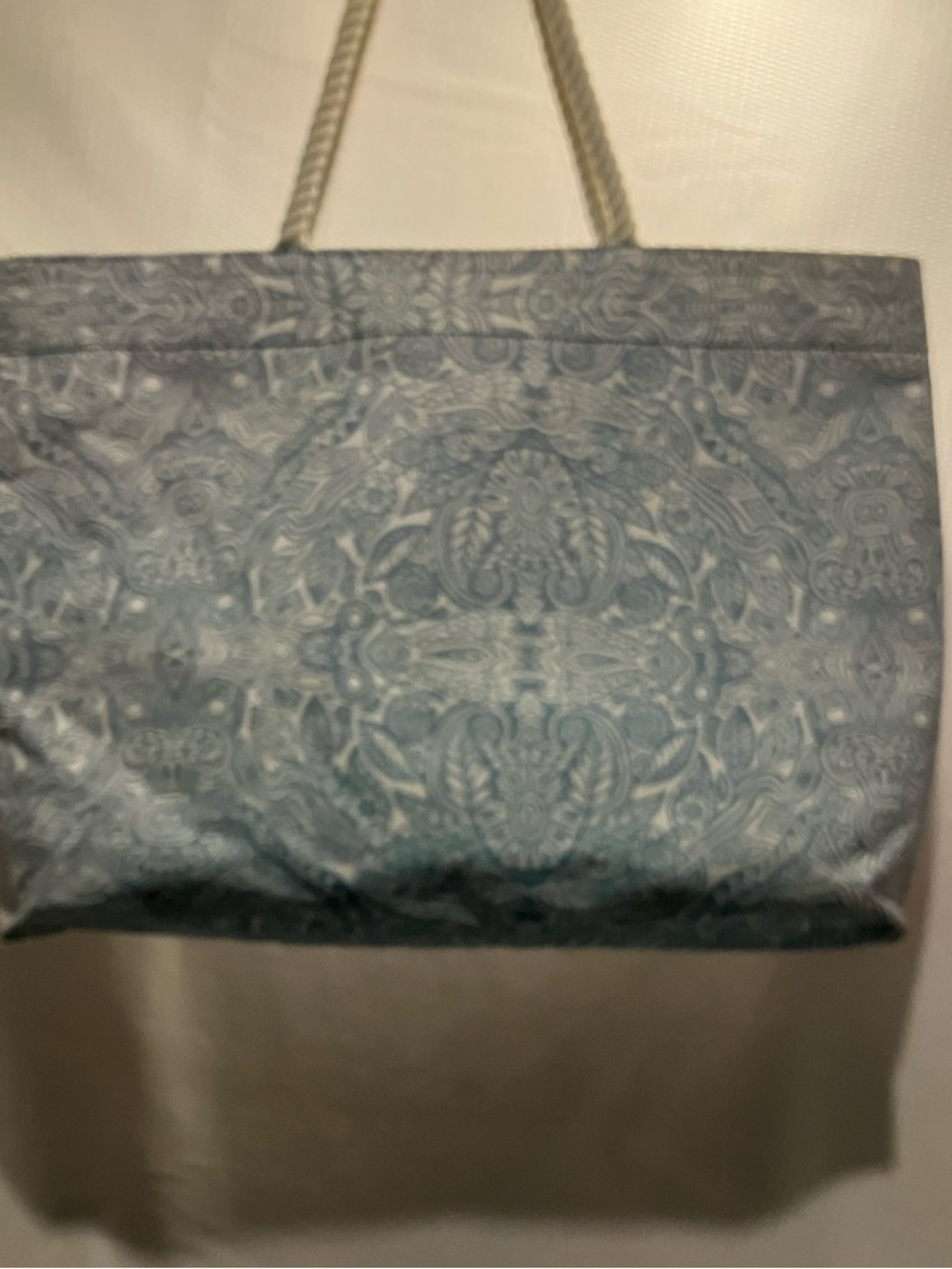 Beach-Ready Blue Patterned Tote with Rope Handles - Picture 8 of 8
